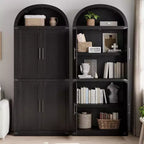 Libreria ad Arco da 72" con 4 Ante - Libreria Moderna in Stile Country con Ripiani Aperti per Soggiorno e Camera da Letto (Nero)