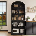 Libreria ad Arco da 72" con 4 Ante - Libreria Moderna in Stile Country con Ripiani Aperti per Soggiorno e Camera da Letto (Nero)