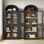 Libreria ad Arco da 72" con 4 Ante - Libreria Moderna in Stile Country con Ripiani Aperti per Soggiorno e Camera da Letto (Nero)