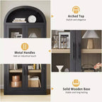 Libreria ad Arco da 72" con 4 Ante - Libreria Moderna in Stile Country con Ripiani Aperti per Soggiorno e Camera da Letto (Nero)