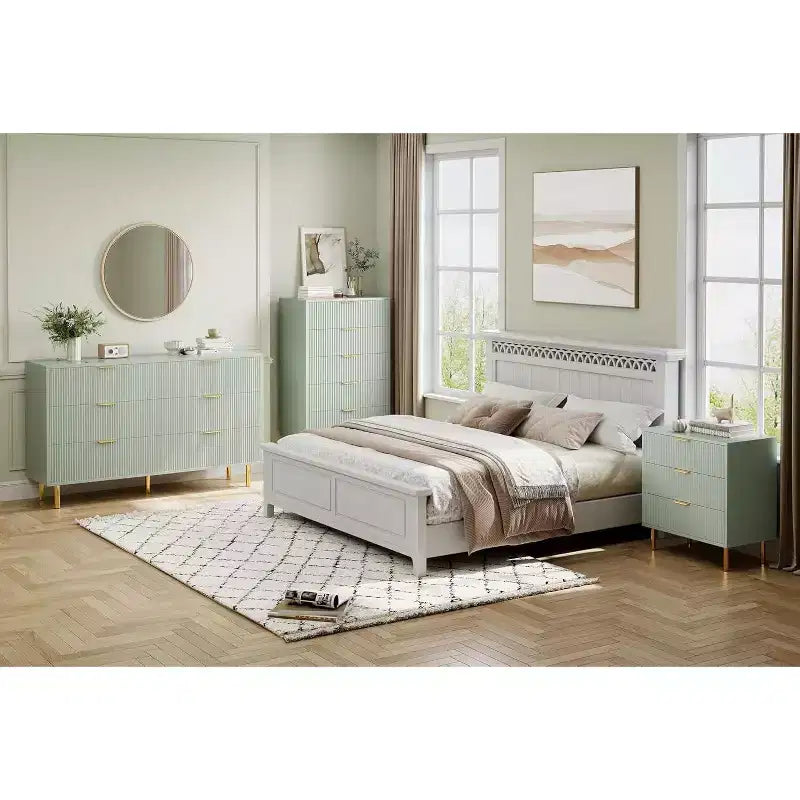 Cassettiera moderna a 6 cassetti per camera da letto con maniglie dorate e cassetti grandi, comò doppio in legno e organizer contenitore