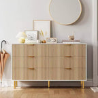 Cassettiera moderna a 6 cassetti per camera da letto con maniglie dorate e cassetti grandi, comò doppio in legno e organizer contenitore