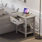 Comodino con cassetto e 2 ripiani, tavolino versatile per camera da letto, soggiorno, dormitorio e piccoli spazi