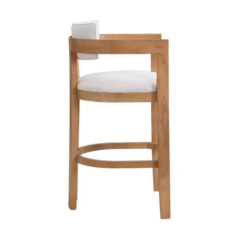 Sgabello da bar imbottito in legno di gomma con schienale aperto curvo (Set di 2)