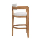 Sgabello da bar imbottito in legno di gomma con schienale aperto curvo (Set di 2)