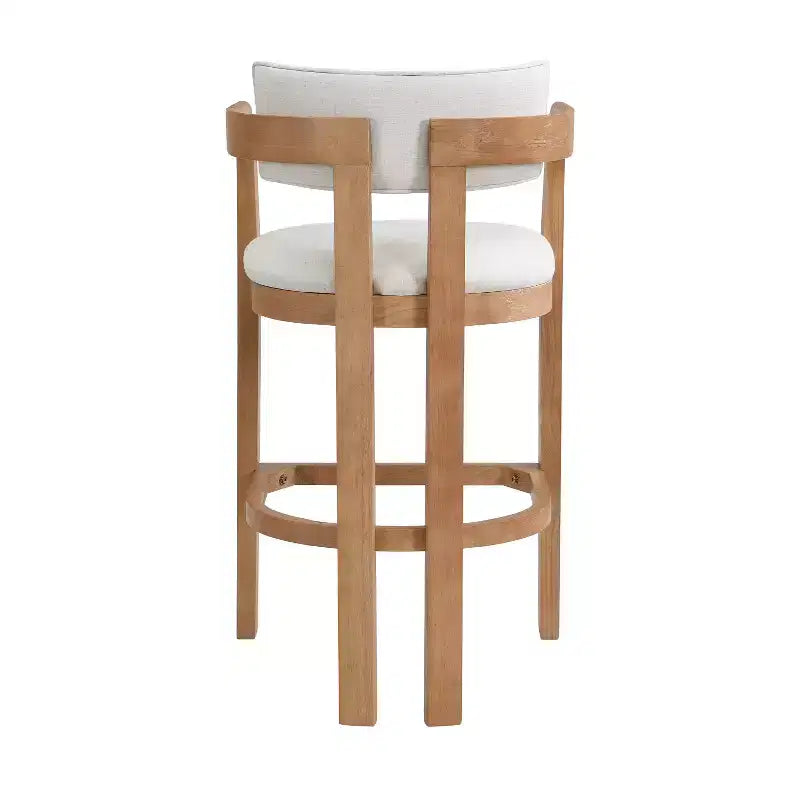 Sgabello da bar imbottito in legno di gomma con schienale aperto curvo (Set di 2)