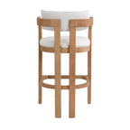 Sgabello da bar imbottito in legno di gomma con schienale aperto curvo (Set di 2)