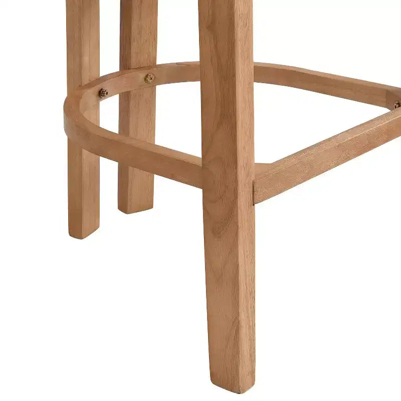 Sgabello da bar imbottito in legno di gomma con schienale aperto curvo (Set di 2)