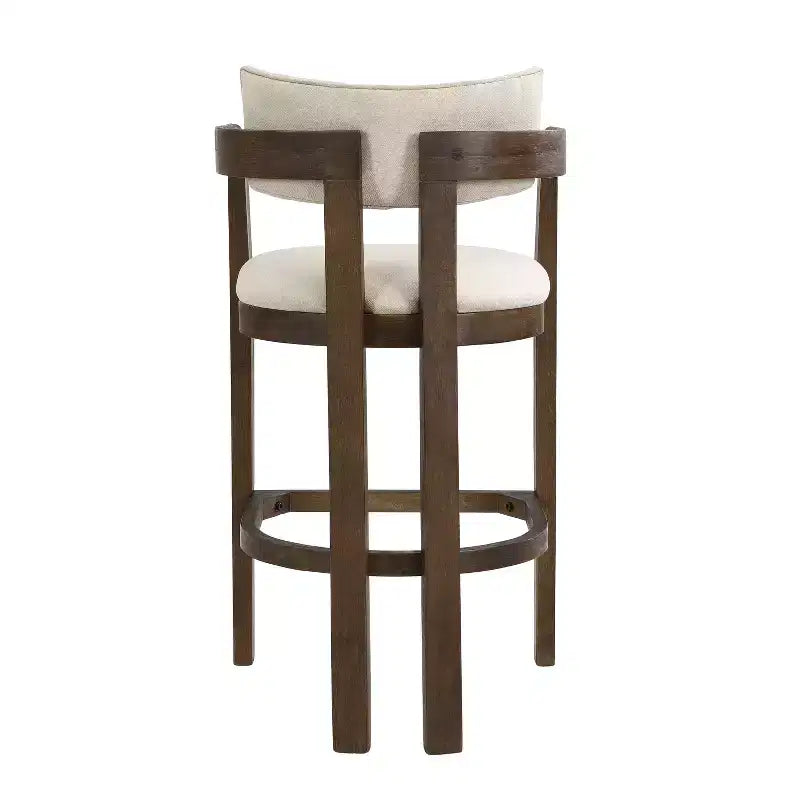 Sgabello da bar imbottito in legno di gomma con schienale aperto curvo (Set di 2)