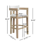 Sgabello da bar imbottito in legno di gomma con schienale aperto curvo (Set di 2)