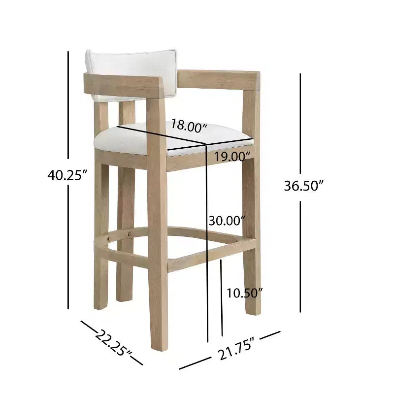Sgabello da bar imbottito in legno di gomma con schienale aperto curvo (Set di 2)