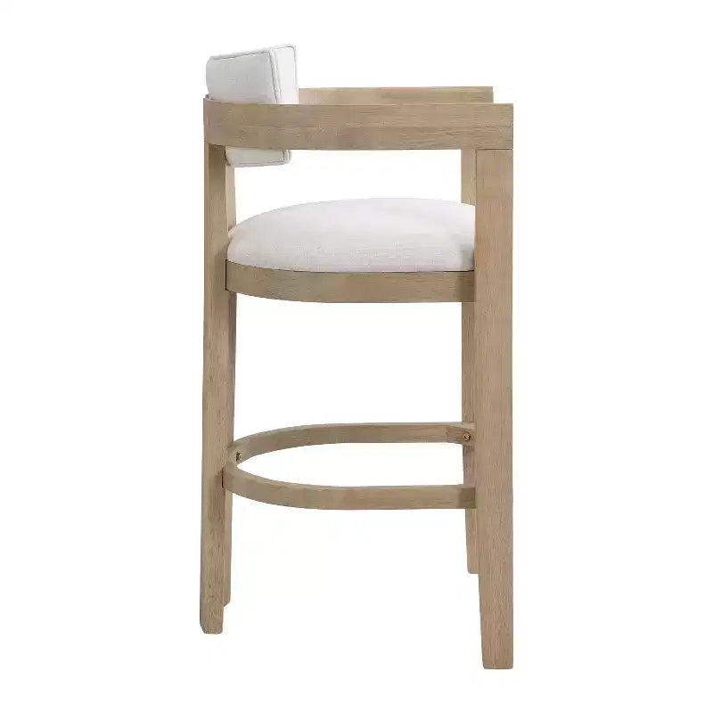 Sgabello da bar imbottito in legno di gomma con schienale aperto curvo (Set di 2)