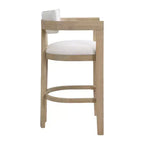Sgabello da bar imbottito in legno di gomma con schienale aperto curvo (Set di 2)