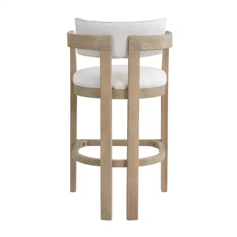 Sgabello da bar imbottito in legno di gomma con schienale aperto curvo (Set di 2)