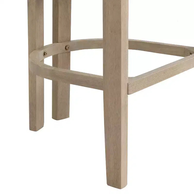 Sgabello da bar imbottito in legno di gomma con schienale aperto curvo (Set di 2)