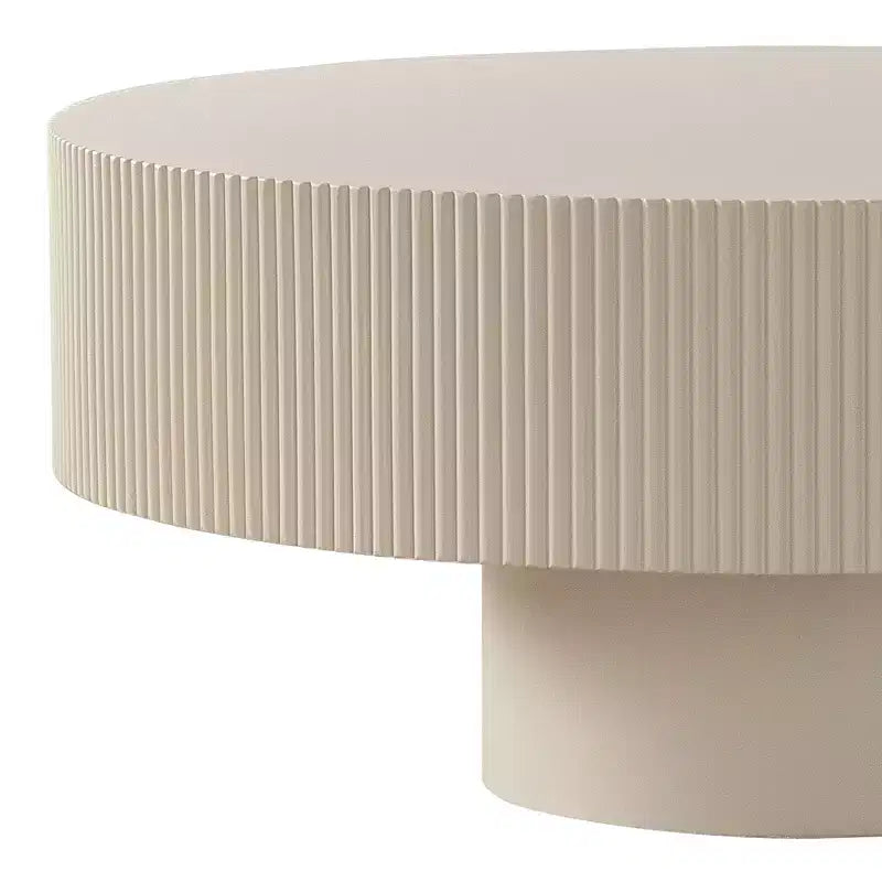 Tavolino da caffè rotondo moderno bianco, tavolino centrale a tamburo in legno da 34,25 pollici. Tavolino da caffè d'accento contemporaneo per soggiorno, appartamento, ufficio