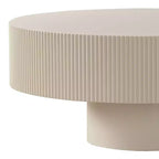 Tavolino da caffè rotondo moderno bianco, tavolino centrale a tamburo in legno da 34,25 pollici. Tavolino da caffè d'accento contemporaneo per soggiorno, appartamento, ufficio