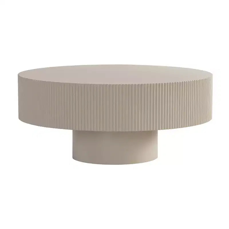 Tavolino da caffè rotondo moderno bianco, tavolino centrale a tamburo in legno da 34,25 pollici. Tavolino da caffè d'accento contemporaneo per soggiorno, appartamento, ufficio