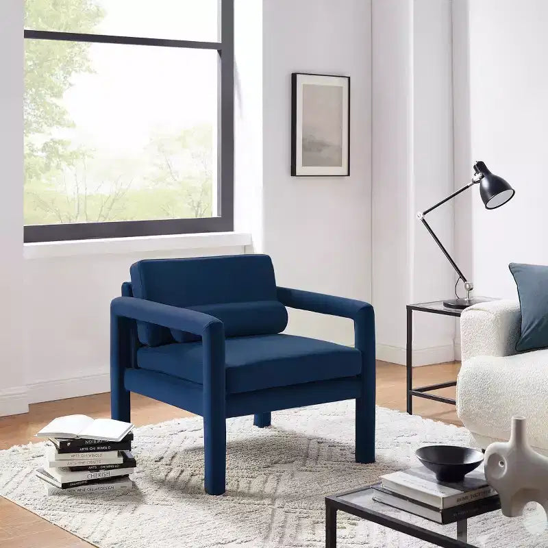 Poltrona accent in velluto, Poltrona moderna per soggiorno, Elegante divano singolo imbottito