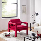 Poltrona accent in velluto, Poltrona moderna per soggiorno, Elegante divano singolo imbottito
