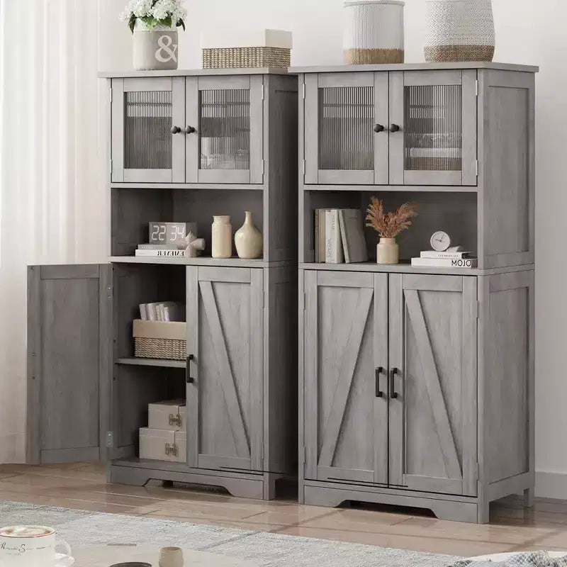 Mobiletto da bagno, mobiletto indipendente per la biancheria con ante e ripiani, mobiletto da cucina in legno, per soggiorno,