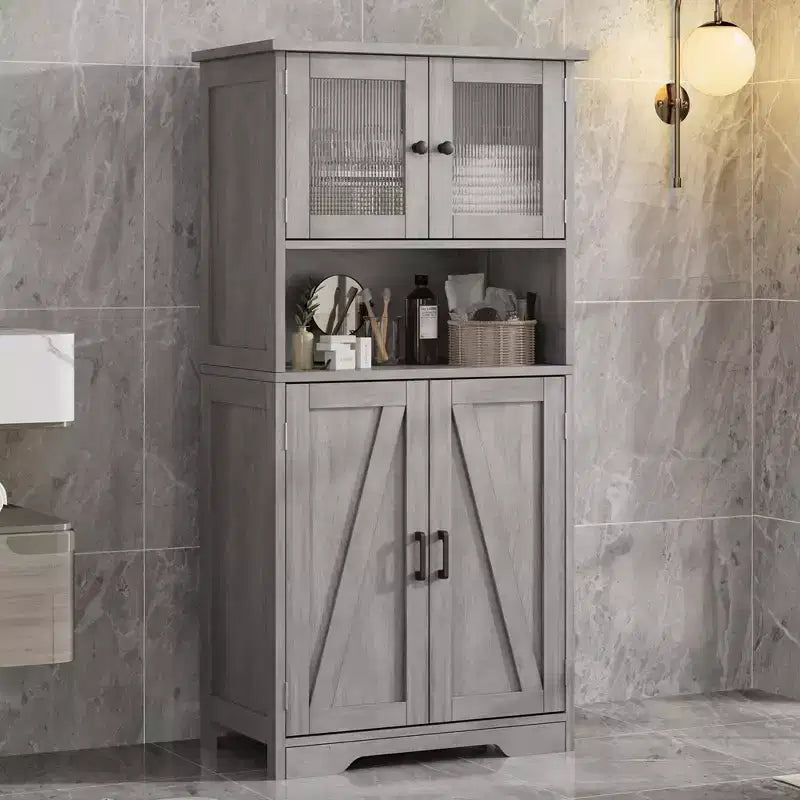 Mobiletto da bagno, mobiletto indipendente per la biancheria con ante e ripiani, mobiletto da cucina in legno, per soggiorno,