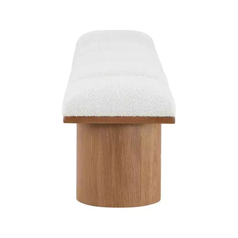 Panca in tessuto bouclé color crema