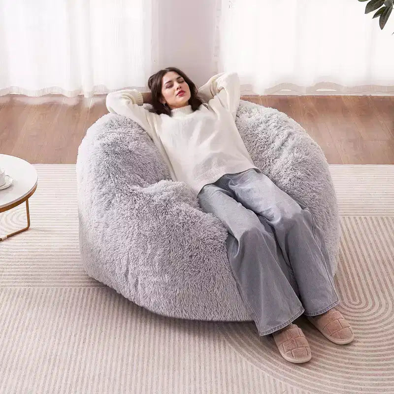 Sacco Pouf Letto, Sedia Convertibile da Sacco Pouf a Divano o Materasso, Letto con Sacco Pouf con Rivestimento Lavabile per Adulti, Grigio (misura Queen)