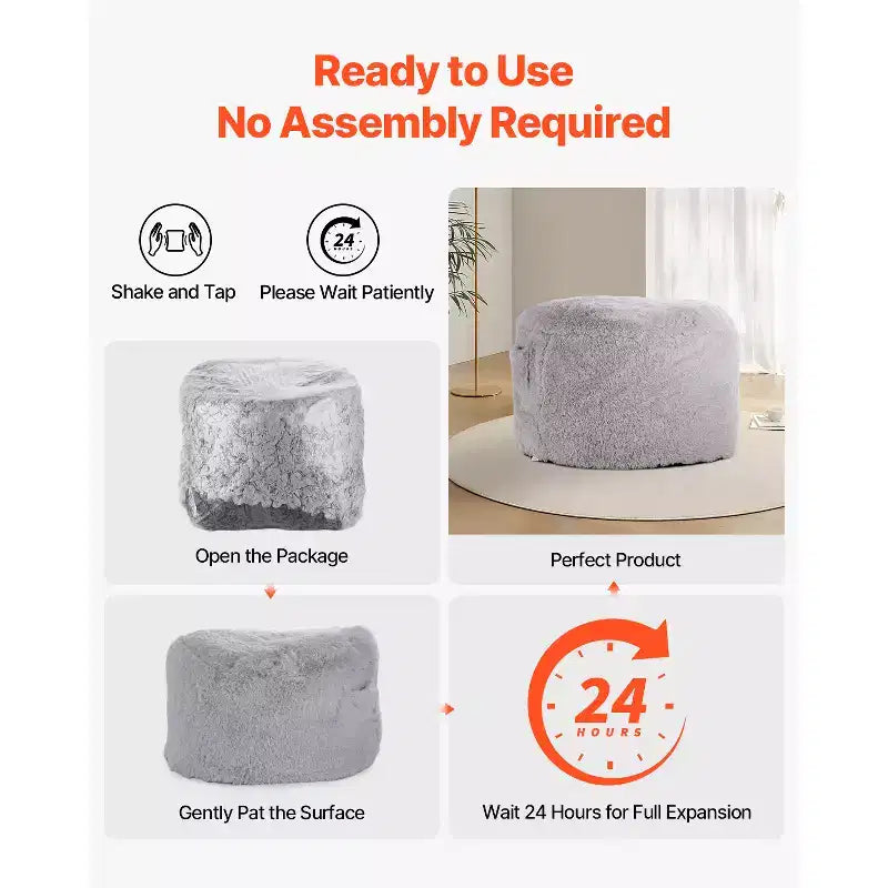 Sacco Pouf Letto, Sedia Convertibile da Sacco Pouf a Divano o Materasso, Letto con Sacco Pouf con Rivestimento Lavabile per Adulti, Grigio (misura Queen)