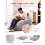 Sacco Pouf Letto, Sedia Convertibile da Sacco Pouf a Divano o Materasso, Letto con Sacco Pouf con Rivestimento Lavabile per Adulti, Grigio (misura Queen)