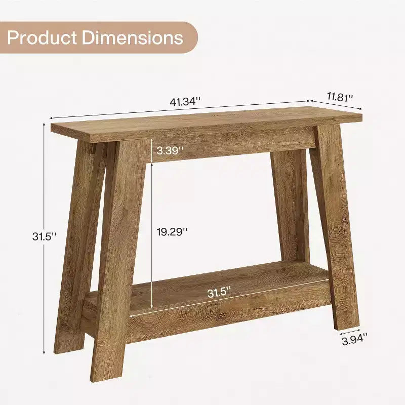 41.3 Tavolo Console in Legno, Tavolo da Ingresso a 2 Livelli con Ripiano, Tavolo da Divano Dietro al Divano per Soggiorno, Corridoio, Ingresso