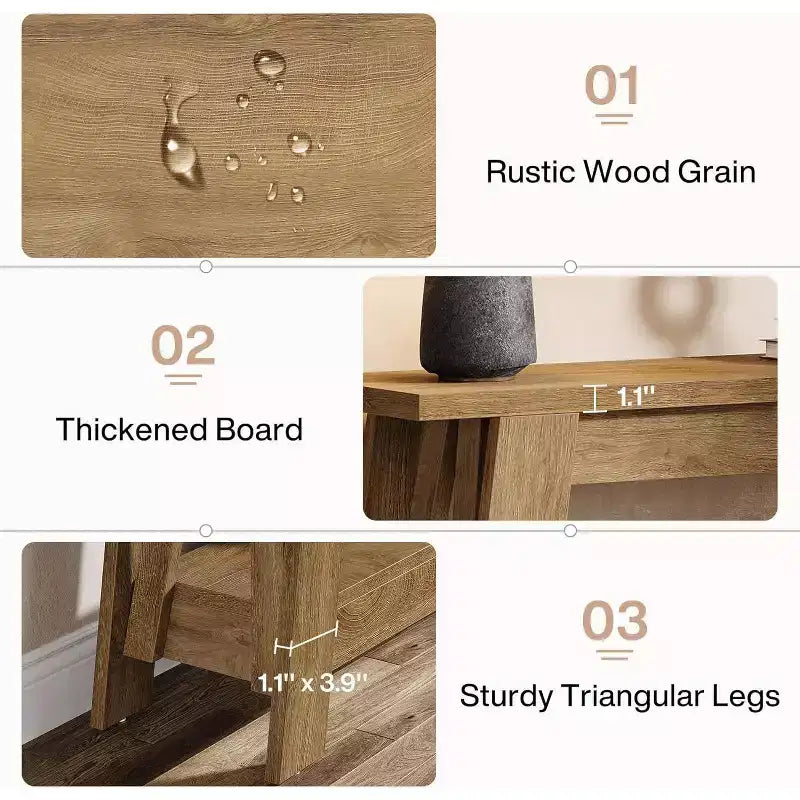 41.3 Tavolo Console in Legno, Tavolo da Ingresso a 2 Livelli con Ripiano, Tavolo da Divano Dietro al Divano per Soggiorno, Corridoio, Ingresso