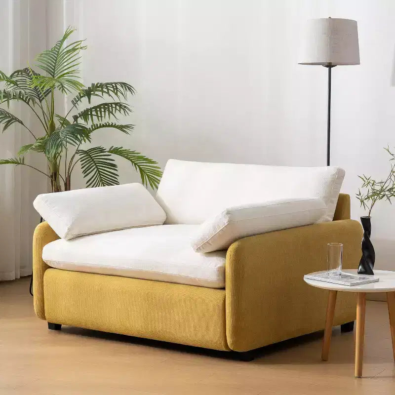 Poltrona divano moderna oversize in ciniglia con blocchi di colore e cuscini, 50*43 pollici