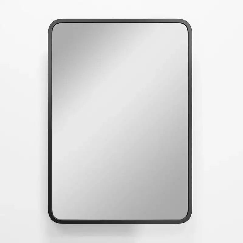 Mobiletto da bagno 28 x 20 con specchio Cornice in acciaio inossidabile e 2 ripiani regolabili Armadietti per medicinali a parete Specchi rettangolari da incasso neri