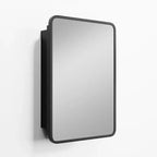 Mobiletto da bagno 28 x 20 con specchio Cornice in acciaio inossidabile e 2 ripiani regolabili Armadietti per medicinali a parete Specchi rettangolari da incasso neri