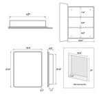 Mobiletto da bagno 28 x 20 con specchio Cornice in acciaio inossidabile e 2 ripiani regolabili Armadietti per medicinali a parete Specchi rettangolari da incasso neri
