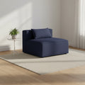 Meridian Furniture,Cube Navy Durable Linen Textured Armless Chair