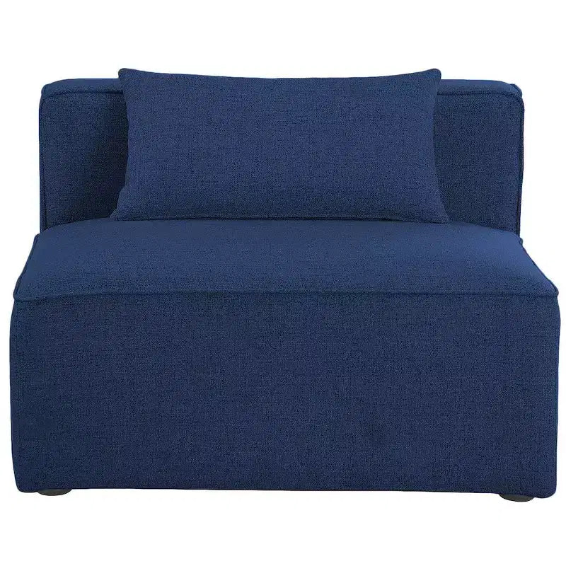 Sedia senza braccioli blu navy in lino testurizzato e resistente