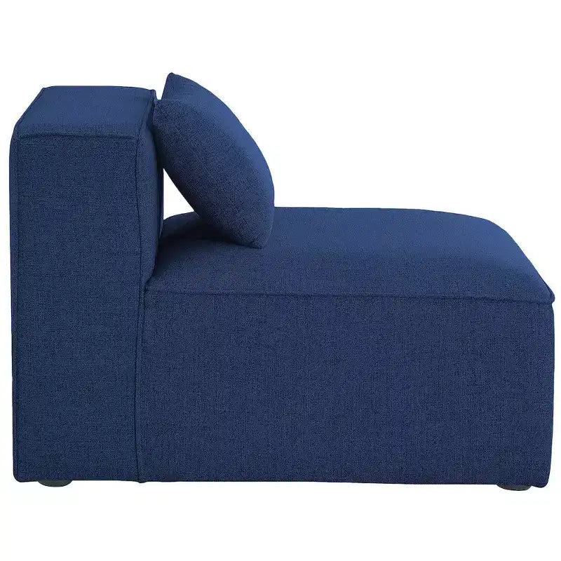 Sedia senza braccioli blu navy in lino testurizzato e resistente