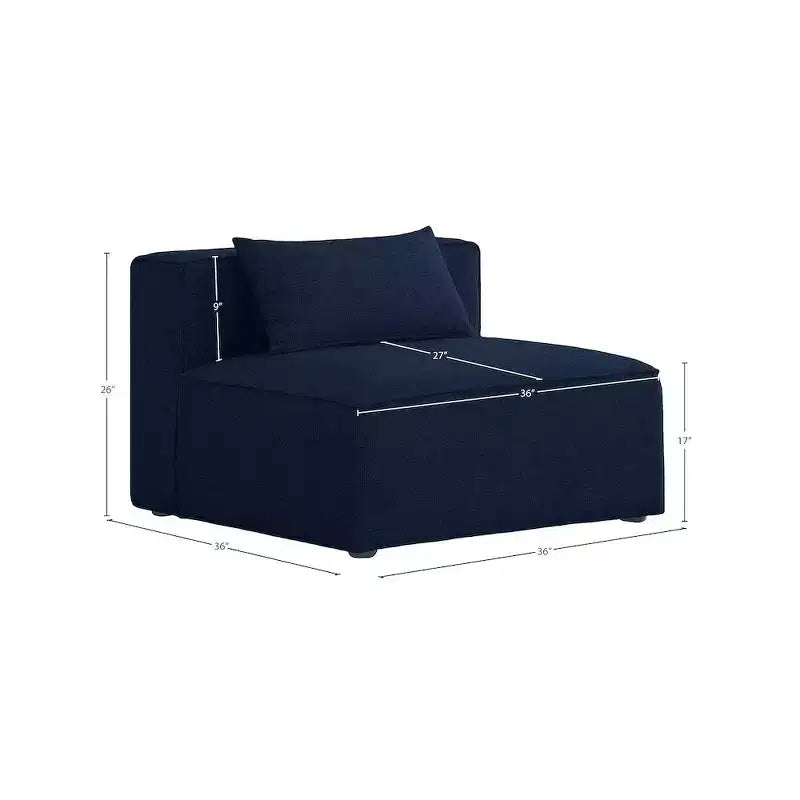 Sedia senza braccioli blu navy in lino testurizzato e resistente