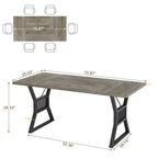 Tavolo da pranzo da 180 cm per 4-6 persone, tavolo da cucina con robuste gambe in metallo, tavolo da pranzo in legno stile rustico, soggiorno. Grigio + Nero