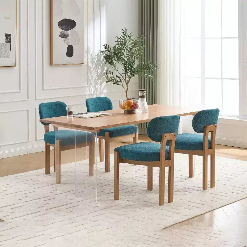 Sedie da Pranzo in Legno Set di 2 Sedie da Pranzo Moderne Imbottite in Tessuto Sedie da Cucina Sedie da Cena Rustiche per Cucina Sala da Pranzo Turchese