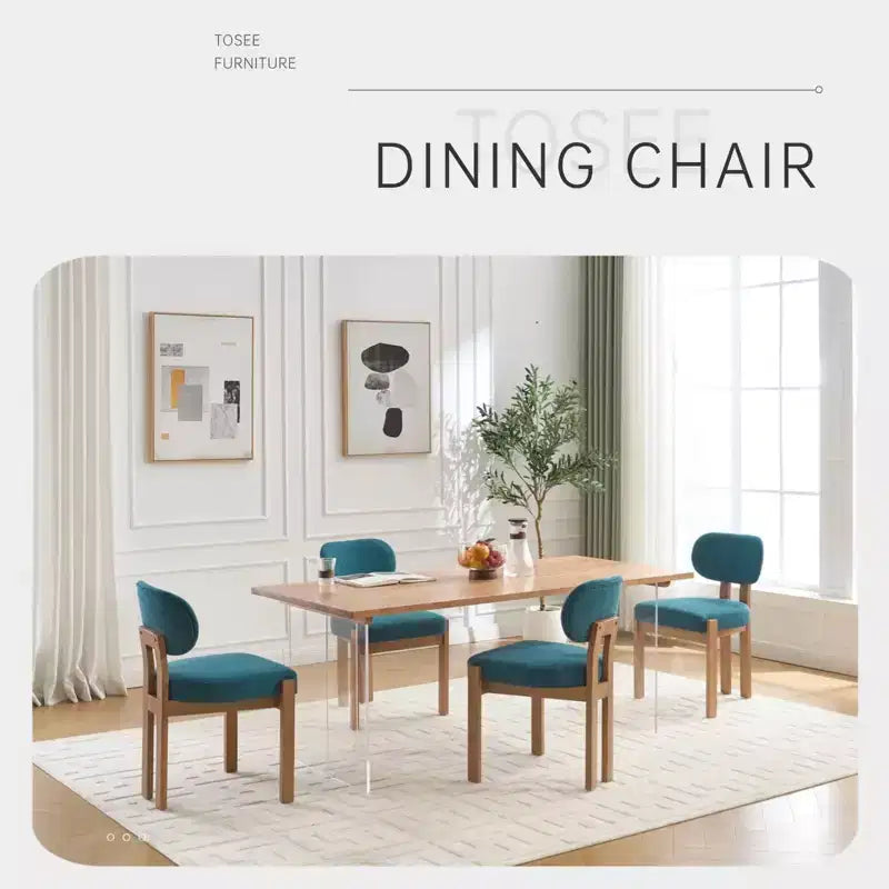 Sedie da Pranzo in Legno Set di 2 Sedie da Pranzo Moderne Imbottite in Tessuto Sedie da Cucina Sedie da Cena Rustiche per Cucina Sala da Pranzo Turchese