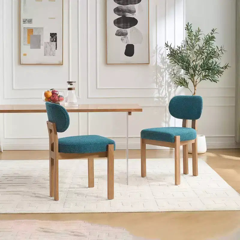 Sedie da Pranzo in Legno Set di 2 Sedie da Pranzo Moderne Imbottite in Tessuto Sedie da Cucina Sedie da Cena Rustiche per Cucina Sala da Pranzo Turchese