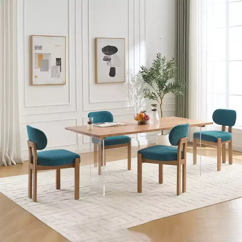 Sedie da Pranzo in Legno Set di 2 Sedie da Pranzo Moderne Imbottite in Tessuto Sedie da Cucina Sedie da Cena Rustiche per Cucina Sala da Pranzo Turchese