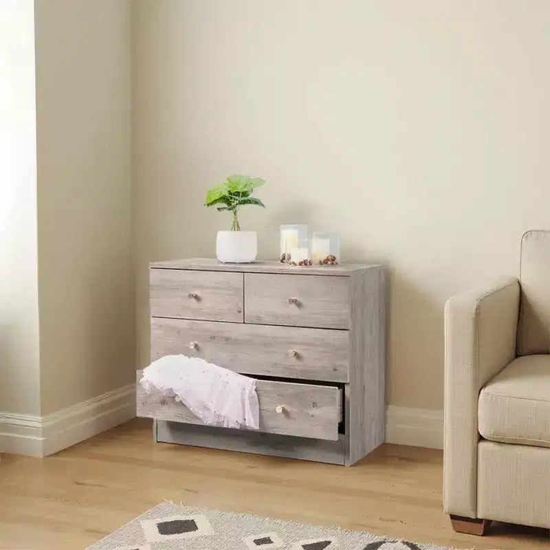 Comò con 4 cassetti in truciolare grigio larghezza 66,00 cm