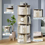 Scaffale Girevole, Libreria a 4 Ripiani a Colonna con Vano Portaoggetti, Scaffale Girevole Piccolo da 50 cm per Camera da Letto e Soggiorno con Spazio Ridotto