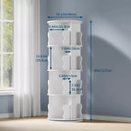 Scaffale Girevole, Libreria a 4 Ripiani a Colonna con Vano Portaoggetti, Scaffale Girevole Piccolo da 50 cm per Camera da Letto e Soggiorno con Spazio Ridotto