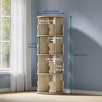 Scaffale Girevole, Libreria a 4 Ripiani a Colonna con Vano Portaoggetti, Scaffale Girevole Piccolo da 50 cm per Camera da Letto e Soggiorno con Spazio Ridotto