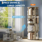 Scaffale Girevole, Libreria a 4 Ripiani a Colonna con Vano Portaoggetti, Scaffale Girevole Piccolo da 50 cm per Camera da Letto e Soggiorno con Spazio Ridotto